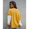 Mode imprimé Patchwork femmes T-Shirt décontracté ample col rond lanterne manches printemps automne dame T-Shirt W285 210526