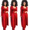 Women's suit Three-piece O Neck Long sleeve Solid Knitted Plus Size Autumn Red Brown Army green Orange Arrival 210416