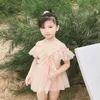 Korean Girls Ruffles Swimwear for Kids Sweet Lace Swimsuit Children Outfit Clothing Ins Fashion Summer Wear 210529