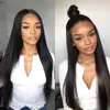 Silky Rak Lace Front Wig Brazilian Virgin Human Hair 360 Full Lace Paryk för Kvinnor Naturfärg