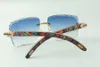 2021 cutting lens medium diamonds sunglasses 3524020, peacock wooden temples glasses, size: 58-18-135mm