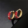 Hoop & Huggie GSOLD Geometric Colorful Drip Glaze Zircon Small Earring Enamel Lovely Copper Women Hoops Trends Jewelry