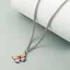 4pcs High-quality Fashion Color Butterfly Alloy Dripping Oil Spell Temperament Hip-hop Clavicle Necklace Chains