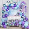 173Pcs Mermaid Balloon Arch Set Mermaid Tail Balloon Sirenetta Decorazioni per feste Forniture Wedding Girl Birthday Party Decor 210626