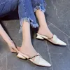 2022 Women slippers Low Heels Slide Sandals Platform Slipper chunky heel pointed toe shoes Summer Embossed Heel height 3CM