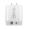 Universal 20W PD -väggladdare Snabbladdning Power Adapter Typ C USB US UK EU AU Plug Mobiltelefonladdare Inget paket för iPhone 15 14 13 12 11 XR 8P XS mobiltelefonladdare