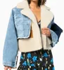 여성 재킷 TJA26234 유명인 패션 2021 유럽과 미국 겨울 유행 두꺼운 데님 청바지 패치 워크 코트 자켓