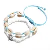 2 teil/satz Böhmen Sommer Schmuck Schildkröte Shell Fußkettchen Mode Fuß Kette Charme Perlen Knöchel Armband für Frauen