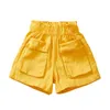 Kinderen meisjes shorts kinderen kleding meisje mode broek zomer schattige gele solide voor 2-7 jaar oud 210629