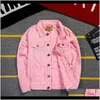 Jackets Mens Denim Men Windbreaker Streetwear Jeans Jacket Homme Casual Fashion Coat Pink White Black 5Xl1 Jvygl Vsbup
