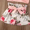 Emmababy Kleinkind Baby Mädchen Kleidung Sommer Einfarbig Strap Crop Tops Blumen Druck Shorts 2Pcs Outfits Casual Kleidung Set 40 y2