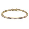 Męskie łańcuchy bransoletki tenisowej Hiphop 3 mm złote srebrne bransoletki łańcuch mody Link dla mężczyzn Kobiet biżuterii Hip Hop Whole2599740