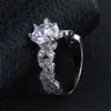 1.5 Carat AAA Zirkoon Sieraden Bruiloft Engagement Ringen voor Vrouwen Vintage Zilveren Kleur Band Ringen Anel Crystal Bague Bladeren DD097 X0715