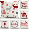 Christmas Pillow Case Reindeer Snowflake Decorations Xmas Cushion Cases 18x18 Inch Pillowcase for Farmhouse Home