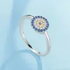 Kaletine Pure 925 Sterling Silver Ring Lucky Evil Eye Charm Niebieski Kamień CZ Palce Pierścienie Dla Kobiet Turcja Mężczyźni Biżuteria 2019
