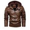 Hommes Veste PU Veste En Cuir Hommes À Capuche Manteau Doublé De Fourrure Moto Veste De Mode Manteau Automne Hiver Manteau Plus La Taille 4XL 5XL 211008