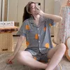 Verão de mangas curtas Cardigan Pijama Casual Wear 210809