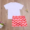 Conjuntos de roupas Doces Crianças Bebê Meninas Roupas Valentine Day Ternos Vermelho Amor Coração Impressão 2 Pcs Manga Curta T-shirts + A-Line Saias Verão 2-7y