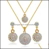 Oorbellen ketting sieraden sets pak hart vorm mode bruiloft sier set kristal oorbel hanger strass drop levering 2021 v5iiy