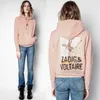 2021 Zadig women hoodie sweather long sleeve printed 3color with drawstring loose sweathers pink black white ZV216103