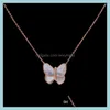 & Sets Jewelry Jewelry White Bearing Butterfly With Diamond Copper Plated Rose Gold Necklace Bracelet Set Drop Delivery 2021 7Cwfr