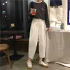 Mujer pantaloner solid vit hög midja ankel längd denim kvinnor byxor student casual höstbyxor 17717 210415