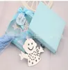 10 stks zilveren jongen en meisje bladwijzer boxed party gunst gift baby shower heilige communie giveaway geschenken bruiloft gunsten