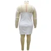 Robes décontractées 4XL 5XL Plus Taille Blanc Transparent Pour Femmes Col V Manches Longues Moulante Mini Longueur Élégante Soirée Soirée Dr250w