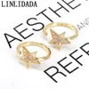 10Pcs Gold Plating Star Kiss Wedding Cubic Zircon Ring For Women Statement Gift 2021 Female Party Rings Jewelry