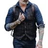 Men's Vests 2022 Tweed Suit Men Vest Plaid Sleeveless Jacket For Waistcoat Vintage With Lapel Gilet Homme Costume