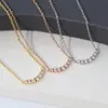 Europe America Fashion Style Lady Women 18K Gold Chain Necklace Engraved T Letter Graduated Drop Pendant 3 Color