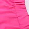 OMSJ High Waist Fashion Streetwear Women's Solid Full Length Trousers Sweat Pants Elastic Neon Pink Flare Bottoms 210517