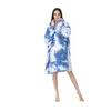 Hombres gruesos Mujeres con capucha de tela de coral de coral Tela de manga larga cálida ropa de hogar Tie-Dye Lazy Wear Franel Nightgown Manta Manta Adultos