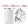 Süblimasyon Şarap Bardakları Çorap Hediye Setleri Noel Süslemeleri Hediyeler Hediyeler 12oz Beyaz Boş Şarap Tumblers ve Çoraplar Isı Transferi Su Şişeleri A12