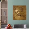 Kopf einer Frau von Leonardo da Vinci Ölgemälde Reproduktion Figure Leinwand Wandkunst Bilder für Flur, Wohnzimmer, Büro, Wohnkultur, handgemalt