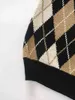 Vintage luźna kamizelka kratki sweter kobiety bez rękawów dzianiny dorywczo wiosna 210521