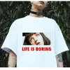 Spoof Harajuku Белая Женская футболка T Летняя новинка Tee рубашка Femme Life - скучные буквы Печать женщин TSHIRT 210522