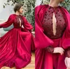Party Dresses Red Evening With Detachable Skirt Long Sleeve Mermaid Prom Dress Sweep Train Custom Made Special Robes De Soirée