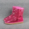 Kadın Çizmeler Glitter Pullu WGG Klasik Tasarımcı Kar Kış Çizmeler Ayak Bileği Mini Kısa Diz Sparkles Button Bling Boot Ayakkabı