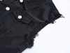 Men's Fashion Casual Black Hooded Sleeveless Vest Denim Vest Jacket Street Punk Style Denim Vest Multiple Size Options M-6XL 211119
