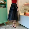 Black Casual High Waist Ball Gown Mesh Polka Dots Summer Fairy All Match Streetwear Chic Loose Women Skirts 210525