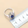 Silver färg vatten droppe naturliga blå sten cz blå smycken uppsättningar för kvinnor bröllop tillbehör 10-färg bruduppsättningar h1022