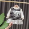 2021 frühling Sommer Säuglings Baby Kleidung Sets Plaid Ärmelloses Kleid T-shirt 2 stücke Baby Outfit Anzüge für Kleinkind Baby Mädchen kleidung Q0716