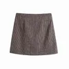 Vintage Women Brown Plaid Skirts Fashion Ladies High Waist Skirt Streetwear Female Chic A-Line Mini 210430