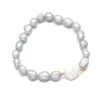 Bracelet de perles d'eau douce naturelles, chaînes en forme de riz, accessoires de boutons pour femmes, violet/blanc/rose/gris