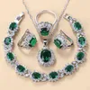 Collier en argent sterling 925 et boucles d'oreilles bijoux pour femmes accessoires de mode vert zircon bracelet bracelet bracelet