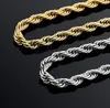 Corrente de corda de cobre banhada a ouro 14K 8mm colar de prata dourada com fechos de lagosta moda hiphop joias whos1301878