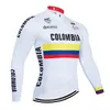 2022 Colombia Cycling Jersey 9D BIB Set MTB Uniform White Cykelkläder Höstcykel Kläder Mäns Lång Cykling Slitage