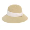 Skąpy brzegowe czapki moda Women039s Cap Summer Hat Słomka na plaży Dome Sun Paper Visor Luxry Ladies Caps z wstążką 6 kolorów6976276