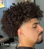 Afro Kinky Curl Toupee الماليزي البكر البديل البشري البديل 4 مم/6 مم/8 مم/10 مم/12 مم/15 مم وحدة PU كاملة للرجال السود السريع تسليم سريع